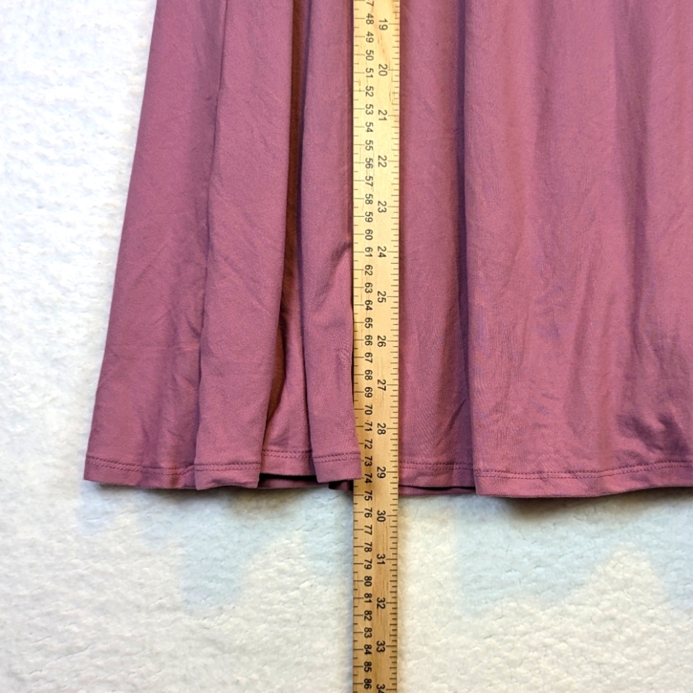 Doublju Mauve Stretchy Midi A-Line Circle Skirt - Picture 3 of 5